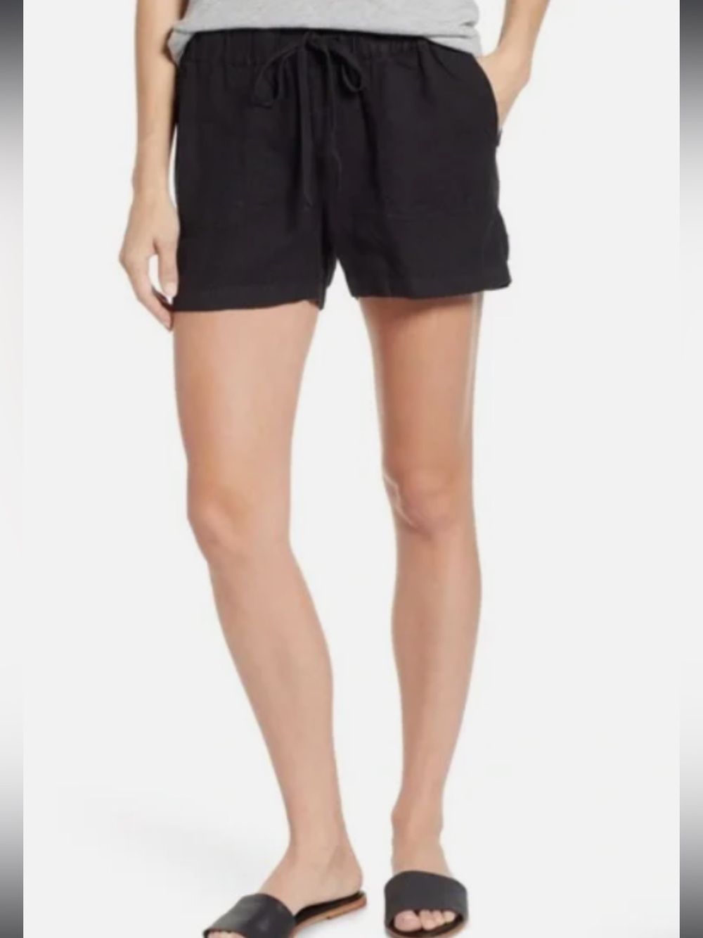 Caslon Black High-Waist Drawstring Linen Shorts